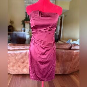 White House Black Market Strapless Burgundy Dress